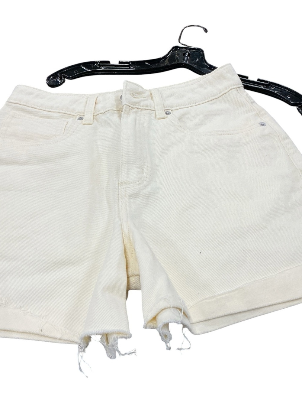 Vans Women's Cream High-Rise Distressed Denim Shorts